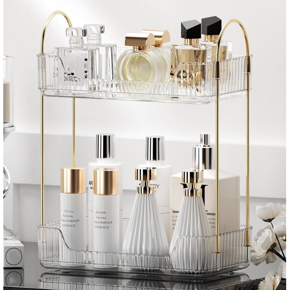 Gold 2 tier vanity tray
